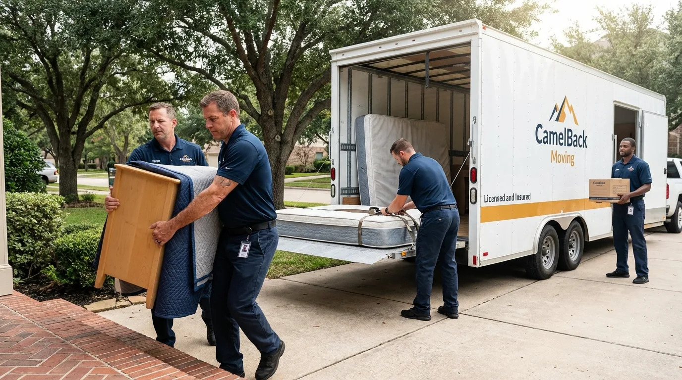 Crew loading residential truck for cross-state move from Polk City, FL
