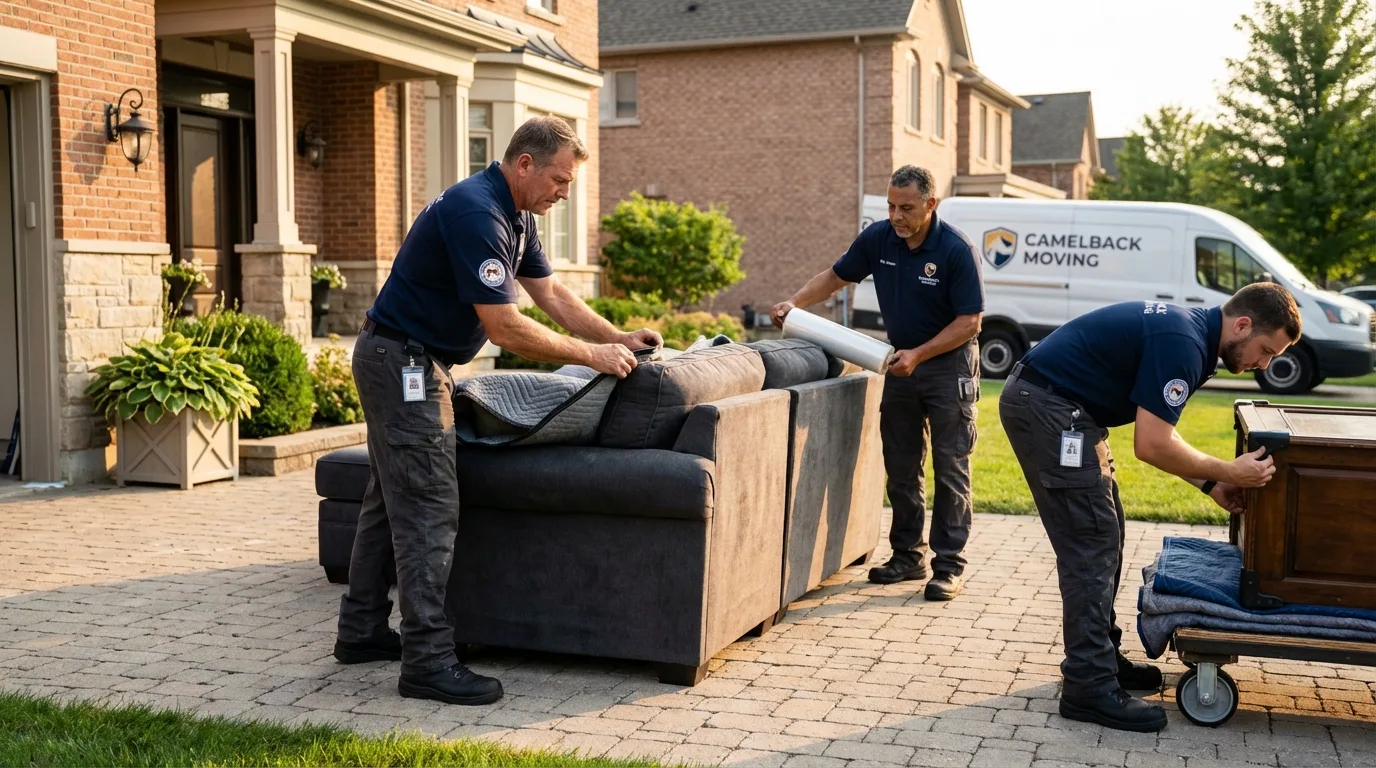 Large estate moving crew wrapping furniture in Polk City, FL