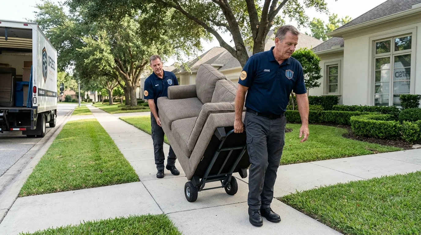 Local residential moving crew loading furniture in Polk City, FL